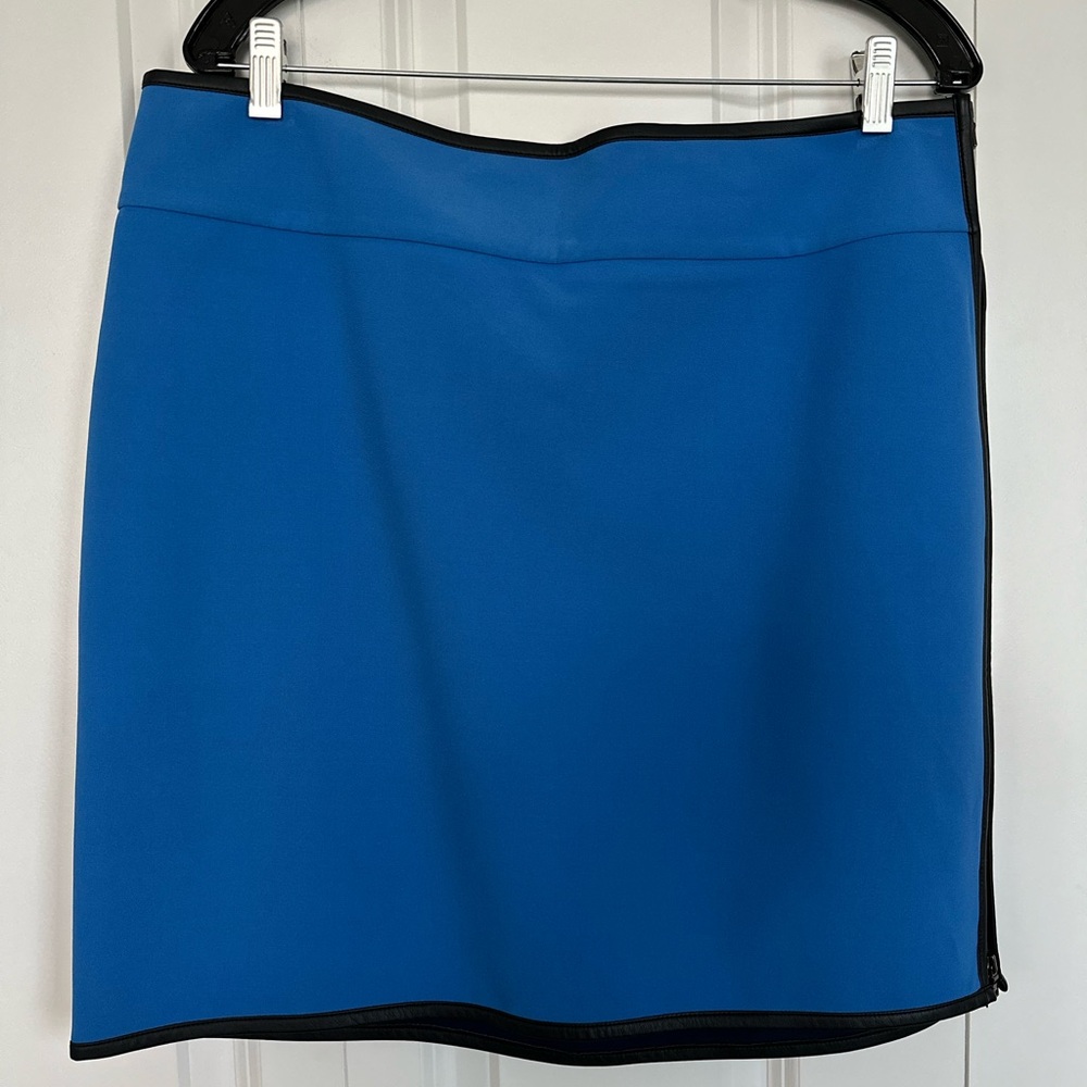 Ann Taylor Royal Blue Side Zip Leather Trim Straight & Pencil Skirt